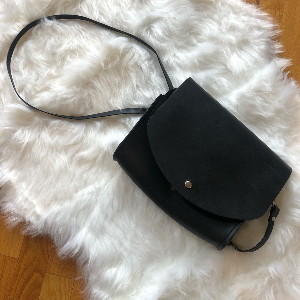 Vegan Leather Basic Black Crossbody - image 1